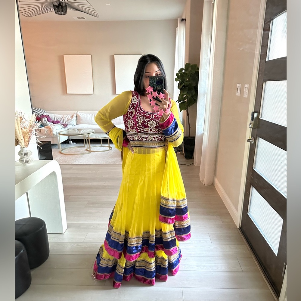 Indian Pakistani Yellow & Pink Lehenga